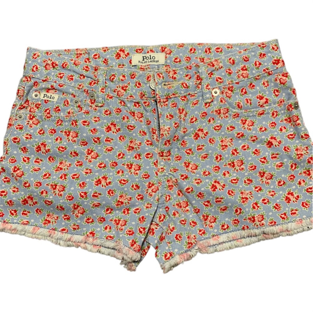 Polo Ralph Lauren Floral Cotton Denim Shorts Size L (10/14)
